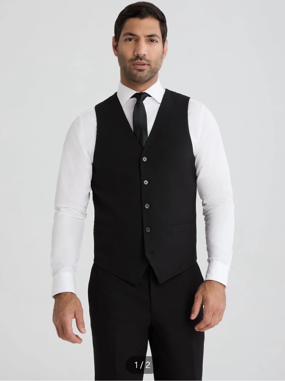The Suit Shop Black Men's Vest - Classic Button Front NWT